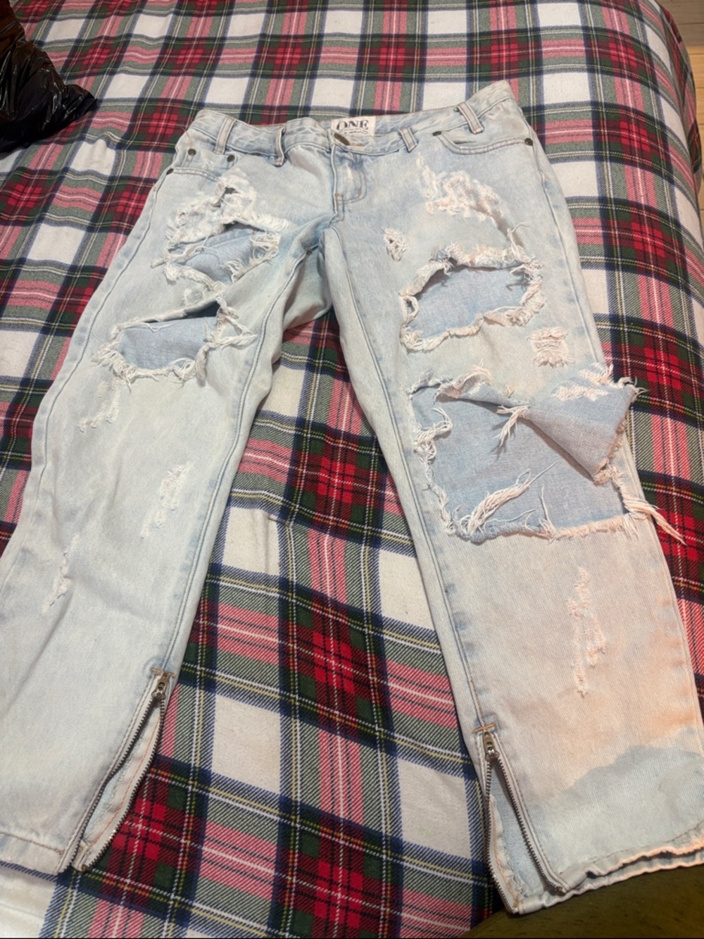 ONE TEASPOON Women's LighT WASH TRASHED FREE BIRDS - Picture 5 of 9